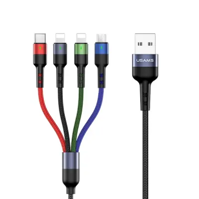 USAMS KABEL PLECIONY U26 4W1 3M 2A FAST CHARGE (2XLIGHTNING/MICROUSB/USB-C) SJ413USB01 (US-SJ413)