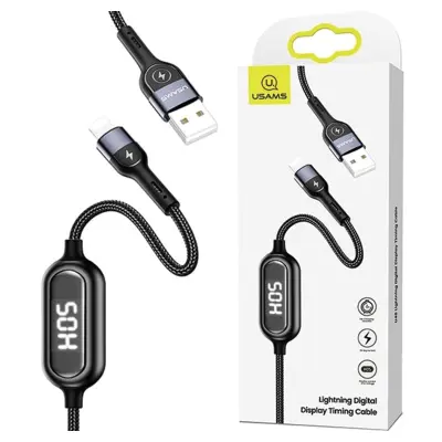 USAMS PLETENICA KABEL U48 ZA LIGHTNING 1.2M 2A HITRO POLNJENJE ZA IPHONE ČRNO