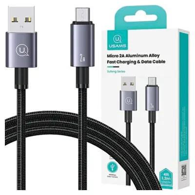 USAMS USB KABEL MICRO-USB 2A 1.2M HITRO POLNJENJE JEKLO SJ668