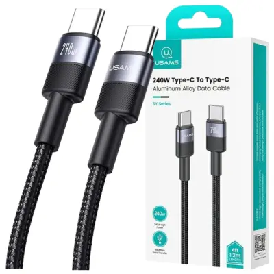 USAMS BRIDED KABEL 240W USB-C/USB-C 1.2M ZA POLNJENJE PAMETNIH TELEFONOV