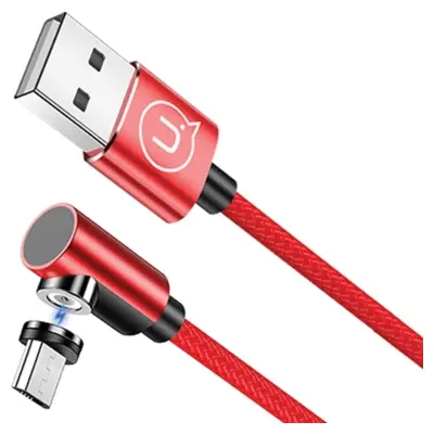 USAMS MICROUSB KABEL 1M KOTNI MAGNETNI RDEČ ZA TEL