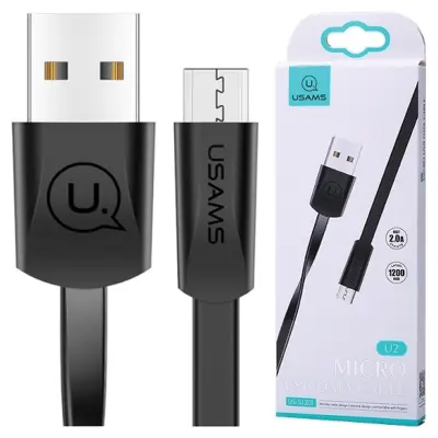 USAMS PLOŠČATI KABEL U2 MICROUSB 1.2M ČRNO OVITEK ZA TELEFON SJ201MIC01