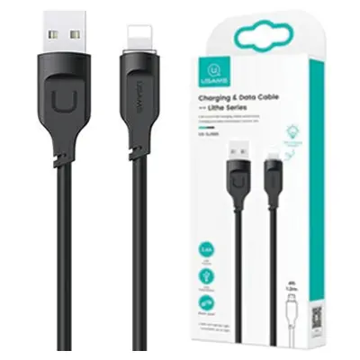 USAMS LIGHTNING CABLE 2.4A 1.2M FAST CHARGING LITHE ZA IPHONE ČRN