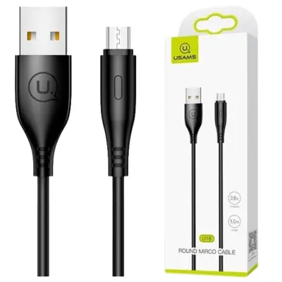 USAMS MICRO USB KABEL 2A FAST CHARGE 1M ZA TELEFON ČRNO ČRN