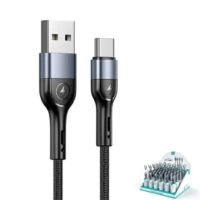 USAMS PLETENI KABEL U55 2A USB-C 1M ČRN/ČRN ZA TELEFONE