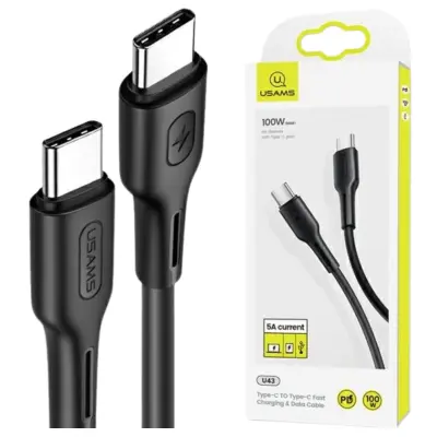 USAMS KABEL U43 USB-C NA USB-C 100W PD FAST CHARGE 5A 1.2M ČRN