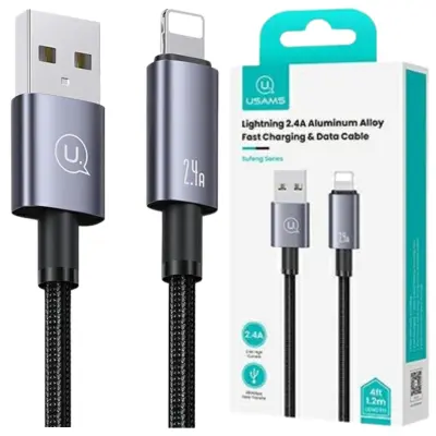 USAMS USB TO LIGHTNING KABEL 2.4A 1.2M HITRO POLNJENJE ZA IPHONE STEEL