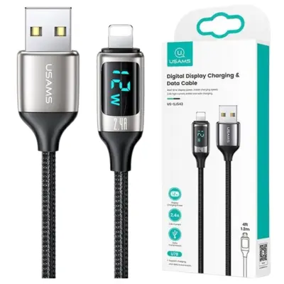 USAMS U78 BRIDED KABEL ZA LIGHTNING 1.2M LED HITRO POLNJENJE ZA IPHONE