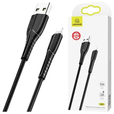 USAMS LIGHTNING CABLE 2A FAST CHARGE 1M ZA IPHONE 11 12 13 14 ČRN