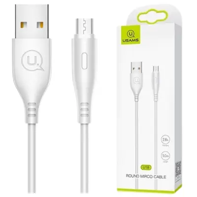 USAMS MICRO USB KABEL 2A FAST CHARGE 1M ZA POLNJENJE TELEFONOV, BEL