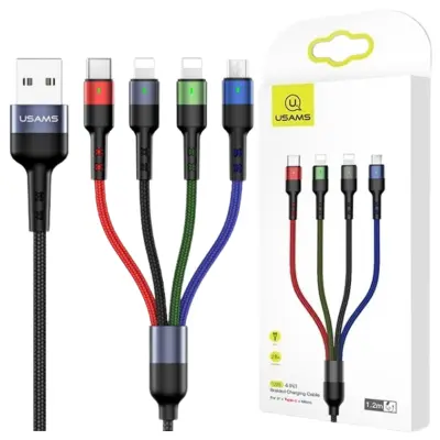 USAMS BRIDED CABLE 4IN1 0.35M 2A HITRO POLNJENJE ZA LIGHTNING MICRO USB USB-C