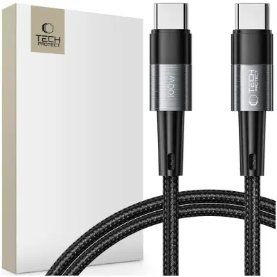 TECH-PROTECT KABEL USB-C TYPE-C PD 100W/5A 100CM ZA POLNJENJE SIVA