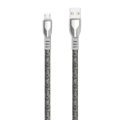 Trpežen pleten USB - mikro USB kabel 5A 1m siv