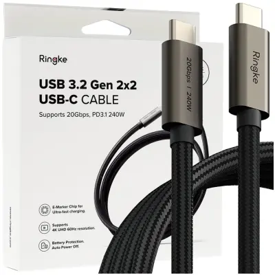 RINGKE USB 3.2 GEN 2X2 TYPE-C PD240W KABEL 100CM ČRN ZA POLNJENJE