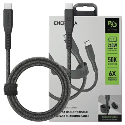 ENERGEA PRETOČNI KABEL USB-C - USB-C 1.5M 240W 5A PD FAST CHARGE ČRN