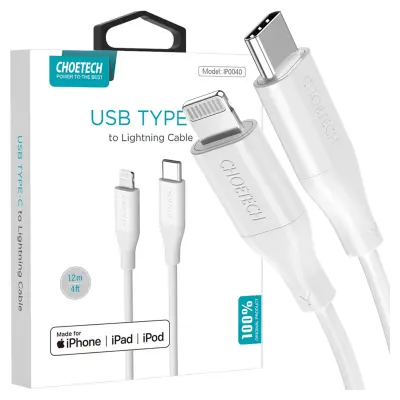 CHOETECH USB-C / ZA LIGHTNING MFI PD KABEL 30W 1.2M BEL ZA IPHONE