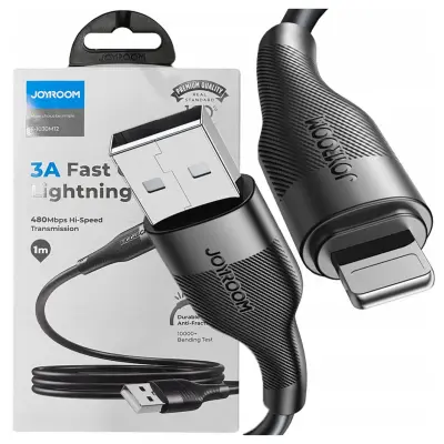 JOYROOM USB TO LIGHTNING KABEL ZA POLNJENJE IN PRENOS PODATKOV 1M ČRN 3A