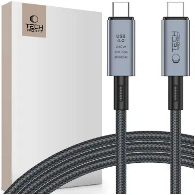 TECH-PROTECT ULTRABOOST MAX USB 4.0 8K 40GBPS TYPE-C KABEL 200CM SIVA