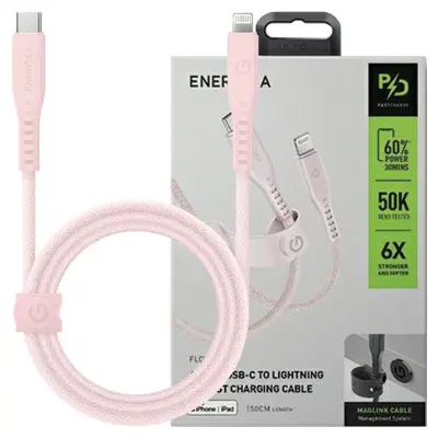 ENERGEA FLOW USB-C KABEL ZA LIGHTNING C94 1.5M 60W 3A PD FAST CHARGE ROZA