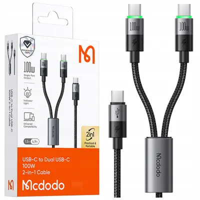 MCDODO USB-C 2IN1 HITRI POLNILNI KABEL ZA IPHONE MACBOOK LED 100W 2M