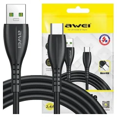AWEI CL-115T KABEL USB NA USB-C ČRNO/ČRN 1M HITRI POLNILEC