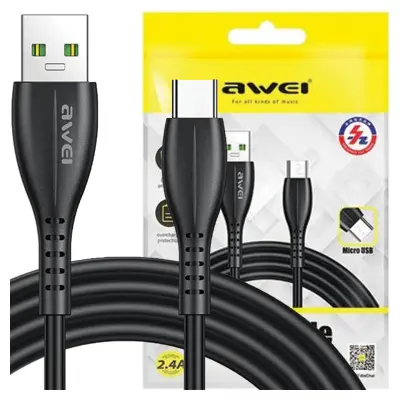 AWEI CL-115T KABEL USB NA USB-C ČRNO/ČRN 1M HITRI POLNILEC