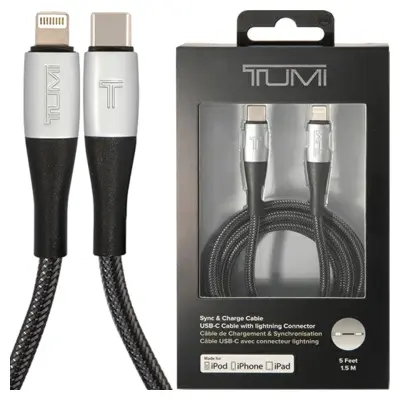 TUMI TUCCSMFI KABEL USB-C - ZA LIGHTNING 1,5M HITRO POLNJENJE ČRNO/ČRNO