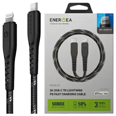 ENERGEA NYLOFLEX KABEL USB-C - ZA LIGHTNING C94 MFI 1,5M ČRN