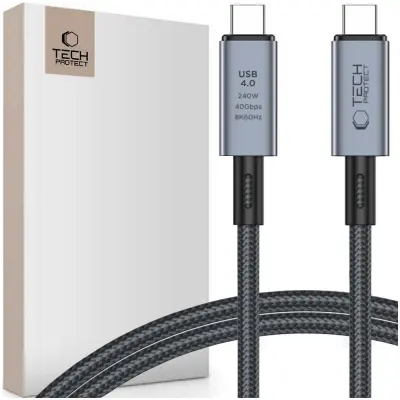 TECH-PROTECT ULTRABOOST MAX USB 4.0 8K 40GBPS TYPE-C KABEL 100CM SIVA