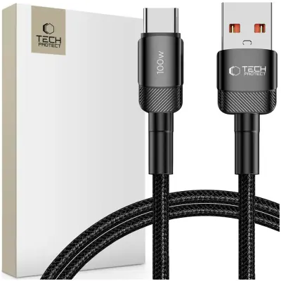 TECH-PROTECT ULTRABOOST EVO TYPE-C KABEL 100W/5A 100CM ČRN
