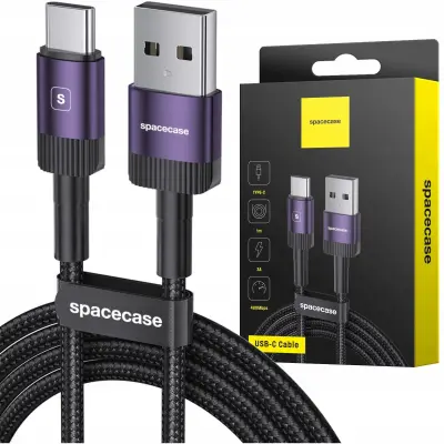 SPACECASE USB-C TYPE C KABEL 1M 3A VIJOLIČEN ZA POLNJENJE IN PRENOS