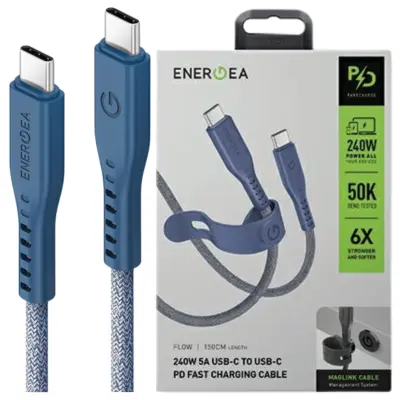 ENERGEA FLOW USB-C V USB-C KABEL 1,5M 240W 5A PD FAST CHARGE MODER