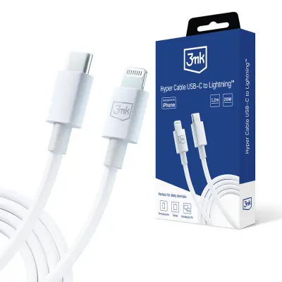 3MK HYPER USB C KABEL ZA LIGHTNING 20W 1,2M BEL POLNILNI KABEL
