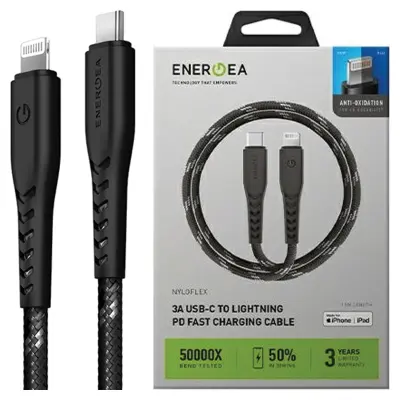 ENERGEA NYLOFLEX USB-C KABEL ZA LIGHTNING C94 MFI 3M ČRN ZA IPHONE
