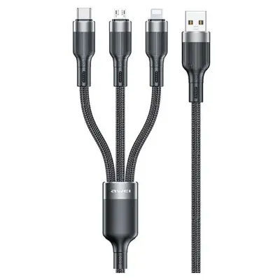AWEI 3V1 USB-C KABEL ZA LIGHTNING MICRO ZA TELEFON BLACK BLACK