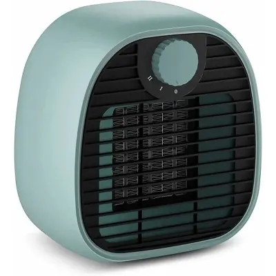 1000 W prenosni ventilatorski grelnik, majhen grelnik, električni namizni grelec, hitro ogrevanje, nizka baterija, nastavitev dveh hitrosti, zelen