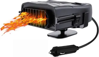 v 1 ventilator za avtomobilski grelnik, 12 V 150 W, 360 stopinj vrtljiv prenosni hitri grelec z vtičem za cigaretni vžigalnik(črna, 11,5*8,8 cm)