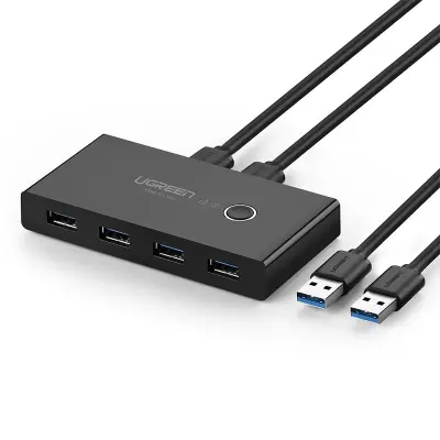 Switch box HUB switch 4x USB 3.2 Gen 1 USB razdelilnik za dva računalnika - črn