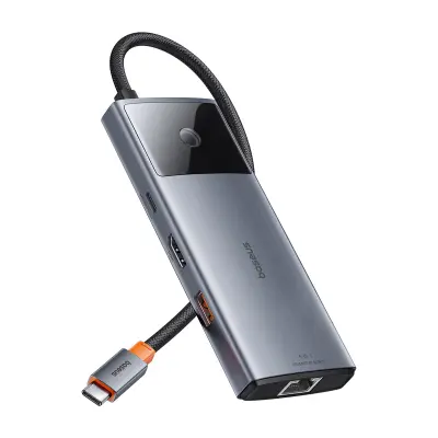 6v1 HUB adapter USB-C na USB-A / USB-C / PD / HDMI / RJ-45 črn
