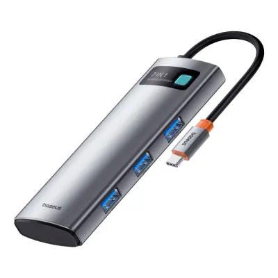7v1 HUB Adapter Metal Gleam Series USB-C v USB-C PD 3x USB-A HDMI SD TF siva