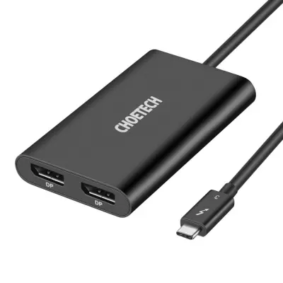 USB Type C Thunderbolt 3 splitter adapter črne barve