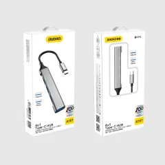 HUB razdelilni adapter iz vtičnice USB-C na 4x USB, črn, siv
