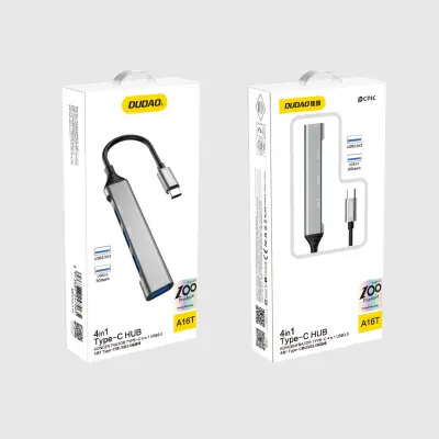 HUB razdelilni adapter iz vtičnice USB-C na 4x USB, črn, siv