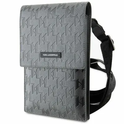 KARL LAGERFELD SAFFIANO MONOGRAM PLAKETA SREBRNA ŽENSKA TORBA