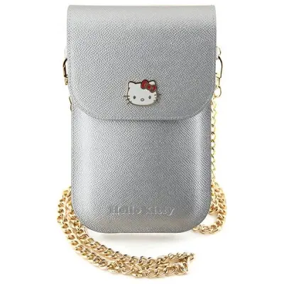 HELLO KITTY USNJENA TORBICA PREVLEKA Z VERIŽICO SREBRNA