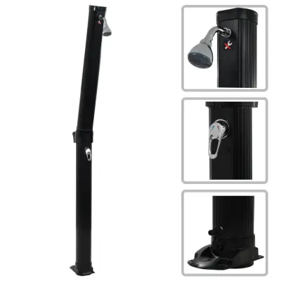 The Living Store Zložljiv solarni tuš črn 214 cm 23 L - Solarni Tuš