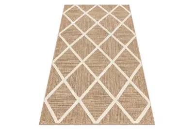 SPARK 0708A bež / krema preproga - rešetka, rombi, sisal, strukturna 160x220 cm