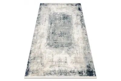 DISTIN 0845A bela / mornarsko modra / modra moderna preproga - Abstrakcija, okvir, vintage, resice 200x290 cm