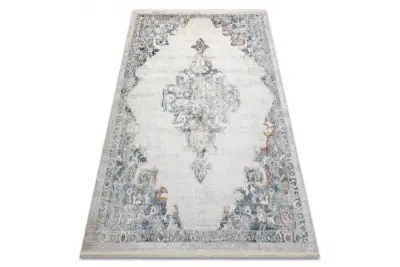 DISTIN 0826A bela / modra / svetlo zelena moderna preproga - Ornament, vintage, resice 160x230 cm