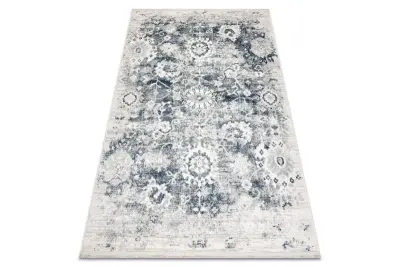 DISTIN 0822A mornarsko modra / modra / bela moderna preproga - Rozeta, vintage, resice 80x150 cm